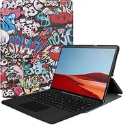for Microsoft Surface Pro X 13" Leather Case, Ultra Slim Folio Stand Lightweight Cover for 13 inch New Surface Pro X 2019 Release(Fit Tablet with Type Cover Keyboard) (Graffiti)