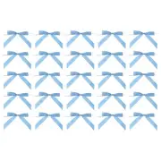 100Pcs Small Twist Tie Bows 3.5" Mini Fabric Satin Ribbon Flower Bows Blue