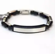 DAVID YURMAN Mens New 4mm Modern Cable ID Silver & Black Titanium Bracelet M
