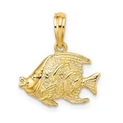 14K Yellow Gold Polished Textured Fish Charm