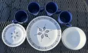 Corelle Florentia Dinnerware Dinner Set 16 Piece 8 Plates 4 Bowls 4 Mugs Blue
