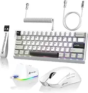 X60HE&ATTACK SHARK X11 Mechanical Gaming Keyboard and Mouse Combo,60% 3-Mode Rapid Trigger Magnetic Switches,8K,59g Lightweight Mouse with RGB Charging Dock, 22K DPI, PAW3311,Coiled Cable for Win/Mac
