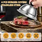 4Pcs Burger Cover Stainless Steel Cheese Melting Dome Smooth Burger Cover gxucQ