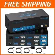 8K Triple Monitor KVM Switch - 2 Computers Sharing with 4 USB 3.0 Ports
