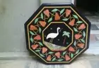 14'' Black Marble center coffee Table Top antique pietra dura wall panel decor