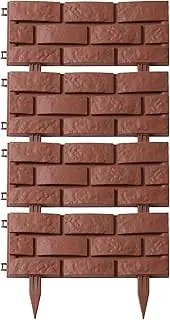 Garden Fence Panel - 4pcs Brick Effect Garden Edging, Interlocking Edging Flowerbed Fence | Skirting Border Picket Fence Barrier, Decorative Fencing Mowing Barrier for Outdoor Yard Farm Outdoor
