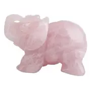 mookaitedecor Rose Quartz Elephant Crystal Sculpture Statue Healing Reiki