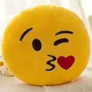 Pillow Soft Plush Emoticon Round Cushion Stuffed Toy For Kids Girls Boys Gift Kiss