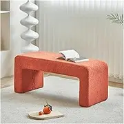 Bench for Living Room & Bedroom Upholstered Entryway Bench, End of Bed Bench for Bedroom Boucle Ottoman Bench Modern Shoe Bench for Entryway Living Room End of Bed Bench(Orange,150*40*45cm)