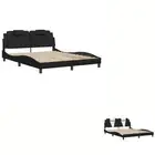 Bed Frame with LED Light Mattress Base Wooden Bedstead Faux Leather vidaXL