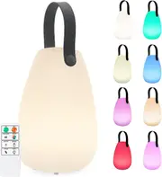 Rechargeable Table Lamp Outdoor Led 8 Colors Dimmable Wireless Table Lamp With Remote Control, 4 Dimmable Levels, Eye Protection 3000k [energy Class A
