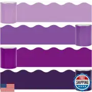 Whaline 65.6ft Purple Bulletin Board Borders 4 Rolls Purple Series Die-Cut Bo