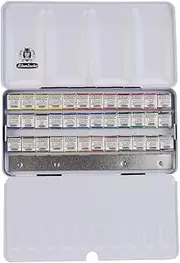 [Schmincke] Horadam Aquarell Paint Box with 36 Finest Watercolour Paints, 74436097, Metal Box, Painting Set, Watercolour Colours, 36 x 1/2 Cells, Space for 12 Additional 1/2 Cells