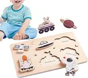 Kids Matching Game | Wooden Educational Learning Toy - Travel Matching Puzzle Board, Brain Teaser Game for Kids