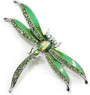 [Avalaya] Salad Green Enamel Dragonfly Brooch