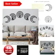 Nordic Style Moon Phase Wall Decor with Tree of Life - 5-Piece Wooden Art Set