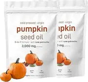 Pumpkin Seed Oil & Saw Palmetto 3000mg Complex - Cold-Pressed Virgin Oil - Hair, Bladder & Prostate Support, 180 Vegan Softgels (2pcs)