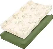 Yukkidds Muslin Changing Pad Cover 100% Cotton Diaper Changing Table Cover for Unisex Baby Boys Girls 2 Pack Changing Pad Sheets Green