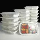 140 Pieces Meal Prep Containers Reusable 2 Compartments to Go Food Containers wi