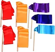 WHAMVOX Chic Dance Gymnastics Ribbon 1 Pack 7pcs Kids Rhythmic Silk Ribbons for Morning Exercise Random Colors