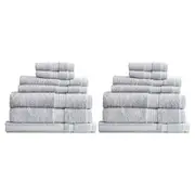 14pc Renee Taylor Stella 650GSM Bamboo Cotton Bath/Hand/Face Towel Set Silver