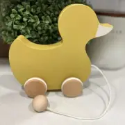 Hearth & Hand with Magnolia Pull Along Duck Wood Toy Pretend Play Nursery Kids