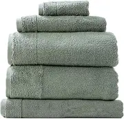 5pc Renee Taylor Aireys Hand/Face Bath/Towel Set Zero Twist Cotton 650 GSM Agave