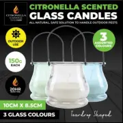Home Master® Citronella Scented Candles Coloured Teardrop Glass Pots 150g