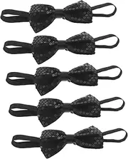 Hohopeti Shiny Bow Ties for Boys and Girls 5pcs Set Adjustable Length Sequin Bow Tie for Stage Banquet Wedding Party Graduati