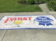 Vintage Pabst Blue Ribbon Beer Advertising Banner Wall Poster Bar Man Cave