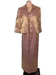 ALEX Evenings 2pc Rhinestone Metallic Mauve Purple Dress Blazer Suit 10 MOB NWT