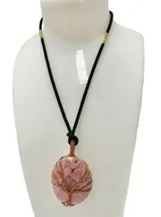 Rhodonite Wisdom Tree Crystal Pendant Jewellery Gemstone Spiritual Reiki Energy