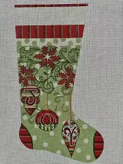 Alice Peterson Hand Painted Needlepoint Canvas Stocking Joy Ornaments 19”