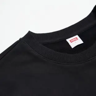 【EDWIN】男裝 LOGO框繡厚長袖T恤(黑色)