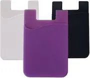 Cell Phone Wallet by Sieeck, Stick on Wallet (for Credit Card, Business Card & Id) | Works with Almost Every Phone | iPhone, Android & Most Smartphones (Purple + Black + White)