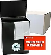 TSA Approved Fly-Safe and Temporary Travel Cremation Urn Kit for Human Ashes - Airline and Mail Friendly - 192 Cubic Inch Capacity - Airline-Ready Black Plastic Urn with Included Mailing Box