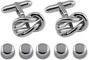 [Select Gifts] Sterling Silver Cufflinks Reef Knott Shirt Dress Studs Gift Set