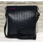 二手現貨 BOTTEGA VENETA BV 小牛皮 編織 扁斜背包 深藍 276357