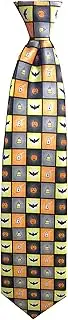 [Jacob Alexander] Sunrise Outlet Boys' Prep Spooky Halloween Squares Jack-O'-Lantern Ghost Candy Corn Bats 14 inch Clip-On Neck Tie, Orange Black, One size