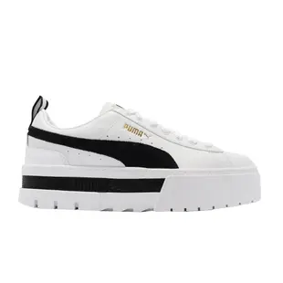 Puma 休閒鞋 Mayze Lth Wns 白 黑 厚底 增高 5.5CM 女鞋 鬆糕鞋 【ACS】 38198301