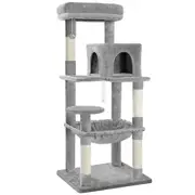 BEASTIE Cat Tree Scratcher Furniture Tower Wood 143cm Light Grey