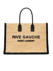Saint Laurent Rive Gauche Tote Bag in Raffia and Leather