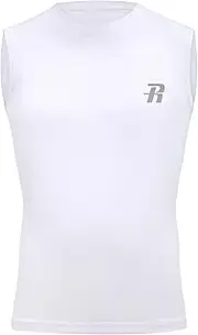 [Runhit] Boys Compression Shirt Sleeveless Kids Athletic White Tank Top Youth Quick Dry Undershirt for Football S