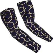 [FSCEV] Geometric Lines Sun Protection Arm Sleeves Outdoor Essentials Cooling Compression Golf Hiking Cycling