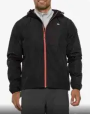 Quicksilver Men Light Hooded Windbreaker Jacket Packable Pocket Black Sz L $120