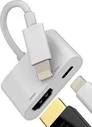 Lightning to HDMI Adapter(2 in 1)for iPhone14 13 pro 4K Video Digital Monitor AV Converter Cable for Apple MFi Certified Power Cord Jack Charger Adaptor Movie TV Screen Projector DisplayPort for iPad
