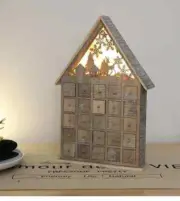 Christmas LED Wooden Advent Calender 25 Drawers DIY Light Holiday Gift Decor
