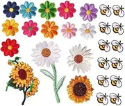 Didiseaon 27Pcs Flower Bee Iron Patches Embroidered Appliques for DIY Clothing Bags Hats Jeans Jackets Easy Sew Decorative Fabric for Craft Projects