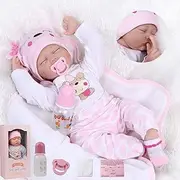 ZIYIUI 22 inches 55cm Reborn Dolls Girl Soft Vinyl Silicone Real Life Baby Dolls Newborn with Eyes Closed Reborn Dolls Toys Gift (22 Inch )