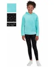 Calvin Klein Girls Youth Plush Top & Legging 2-pc Set(AQUA BLACK M 10/12)NWT